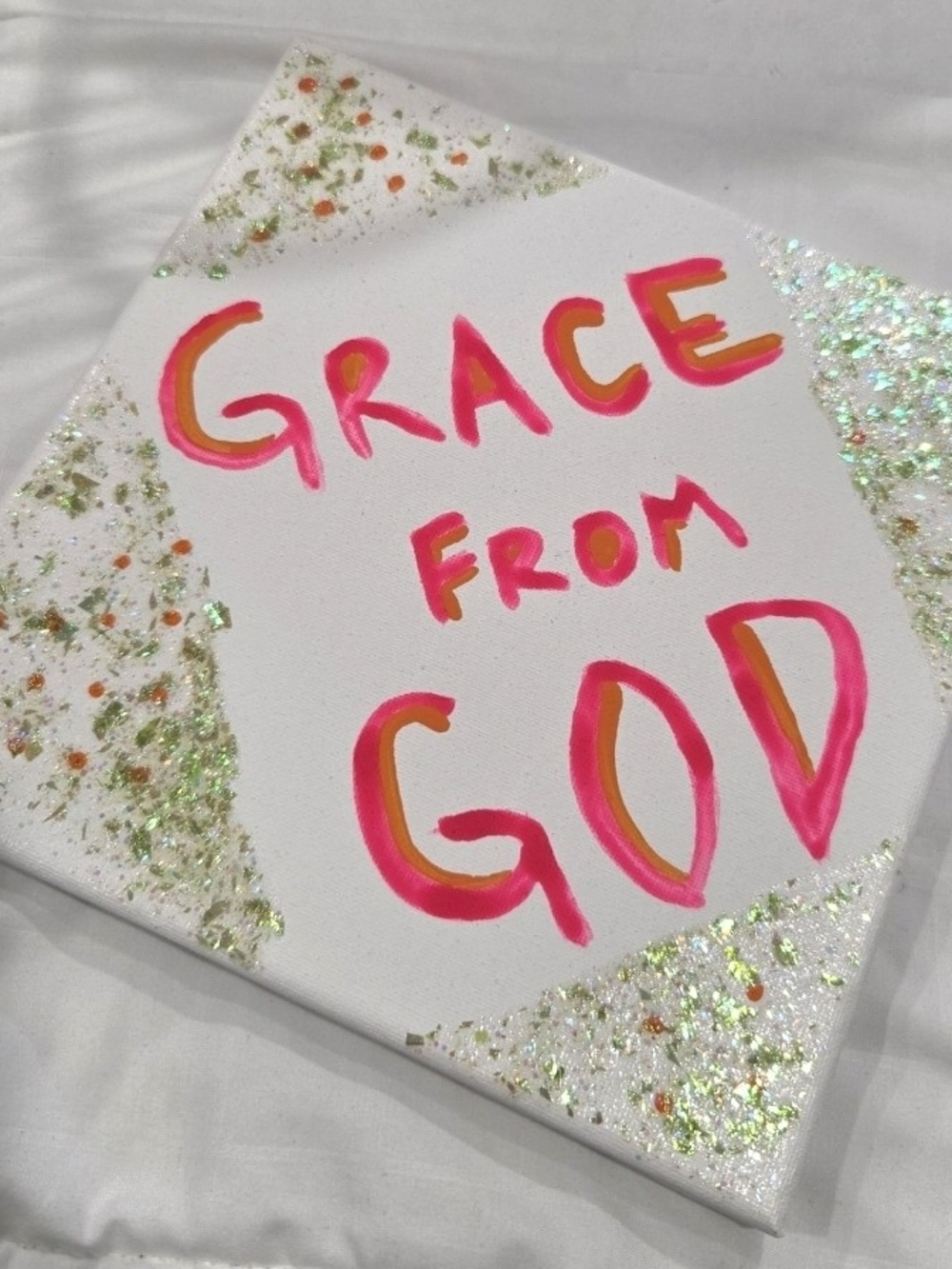 Grace From God Neon Pink & Orange Hand-Painted Canvas